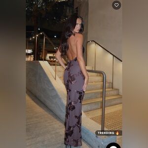 White Fox “Summer Ready” Backless Maxi Dress – Chocolate Brown